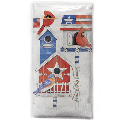Patriotic Birdhouses Bagged Towel