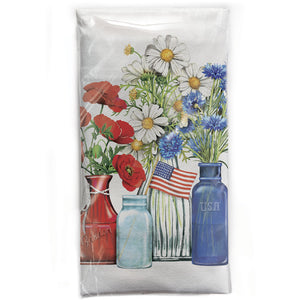 Patriotic Flowers Bagged Towel