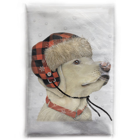 Yellow Lab Snowflake Bagged Towel