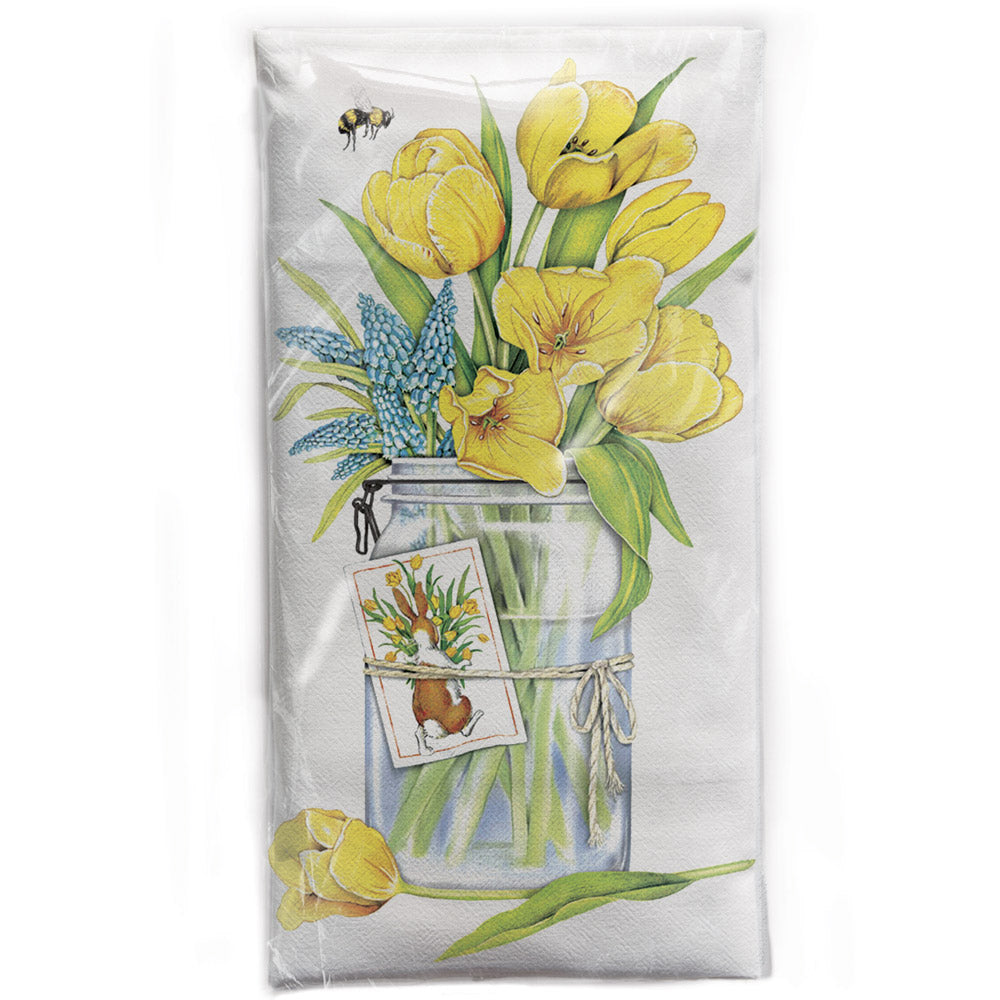 Yellow Tulip Jar Bagged Towel